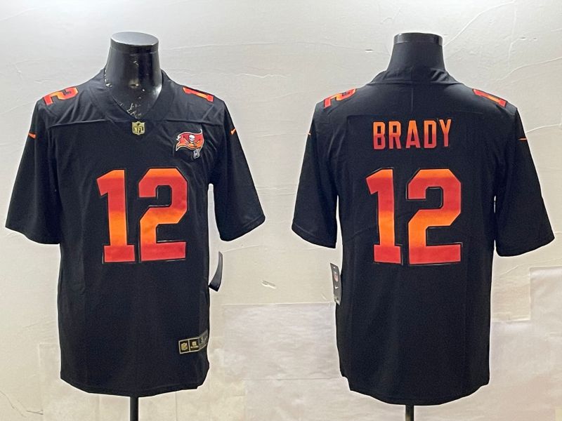 Men Tampa Bay Buccaneers #12 Brady Black Rainbow 2025 Nike Limited NFL Jersey style 1